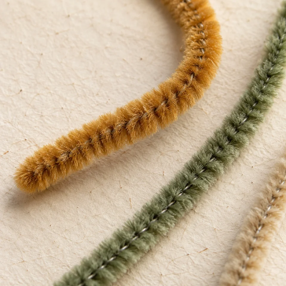 Close-up of chenille stems